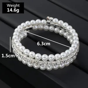 Multi-layer pearl rhinestone bracelet elegant fashion jewelry wrist accessory gift for women