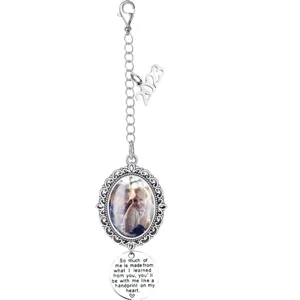 Custom photo memorial pendant charm with 2023 year charm and engraved inspirational quote.