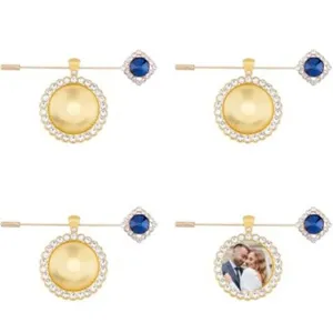 DIY brooch tray wedding bouquet photo charm blank bezel pin jewelry making set 4pcs