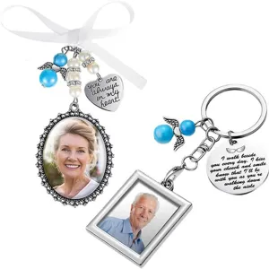 DIY photo bouquet charm memorial wedding bouquet photo pendant custom picture keychain gifts