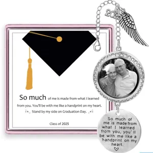 Graduation memorial photo pendant DIY time gem tray with angel wings and graduation cap card