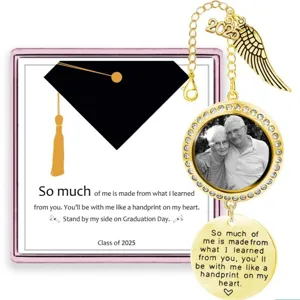 Graduation photo charm 2025 memorial pendant custom DIY rhinestone jewelry gift for grad.
