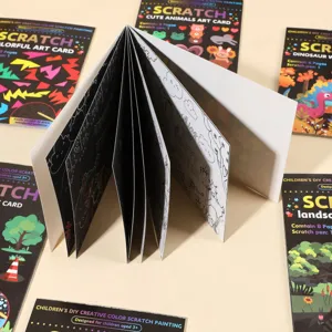 Libro de pintura para rascar creativo para niños con tarjetas de arte y 8 páginas.