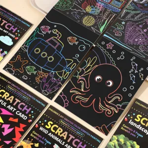 Niños DIY Pintura para Rascar Arcoíris Set Libro de Dibujo Mágico con Bolígrafo Juguete Educativo
