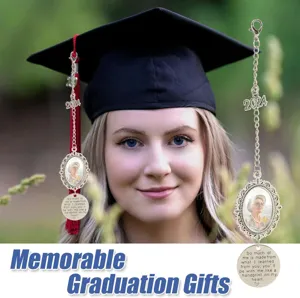 DIY photo graduation tassel charm stainless steel memorial picture pendant keepsake gift