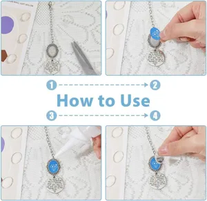 Detail view showing DIY steps for vintage alloy pendant tray and glass time gem, handmade craft.