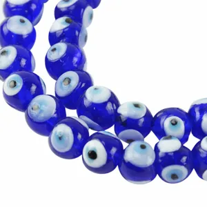 Cuentas de vidrio de mal de ojo azul turco hechas a mano para joyería y accesorios DIY.
