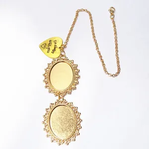 DIY photo pendant gold bezel tray memory locket stainless steel wedding gift charm