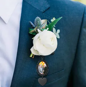 Memorial foto broche DIY corsage vintage ovalen lijst hanger huwelijk herinnering sieraden speld