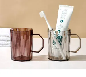 Huishouden minimalistisch gefacetteerde mondwaterbeker set tandenborstelhouder plastic