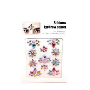 3D Face Rhinestone Stickers Glitter Eyebrow Center Gems for Festival Party Makeup