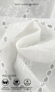 White embroidered hollow fabric detail, elegant style, premium texture, perfect for stylish tops.