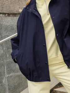 Dames casual opstaande kraag werkjas, losse herfst winter mode bovenkleding jas.