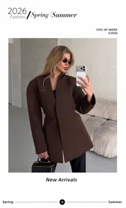 European design V-neck blazer autumn waist-cinching slit commuting elegant women suit jacket