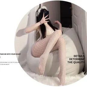 White fishnet tights for women, sexy hollow out mesh stockings, stylish daily wear socks.