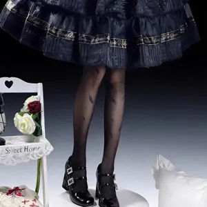 Collant trasparenti Lolita dolci con stampa piume e gonna presentazione principale.