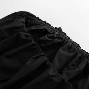 Schwarzes gerafftes elastisches Stoffdetail für Damen stylisches schulterfreies Sommertop