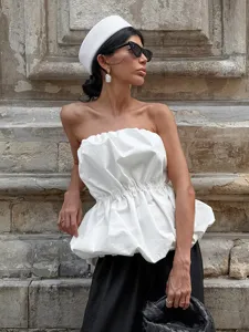 Europäische Mode sexy trägerloses Oberteil, stilvoller Taillen-Puff-Bustier für den Sommer.