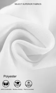 White fabric detail close-up showcasing soft texture and polyester material feature.