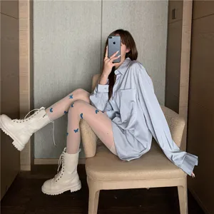 Women butterfly print sheer tights fashion slim casual breathable stockings sexy legwear.