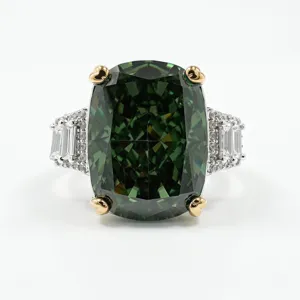 Vintage Luxus Vergoldetes Kupfer Kissenschliff Smaragdgrün Aquamarin Gelb Strass Eingelegter Verstellbarer Ring Für Damen Schmuck