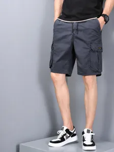 Ανδρικά casual σορτς κάργκο χαλαρή εφαρμογή πολλές τσέπες κορδόνι καλοκαίρι streetwear
