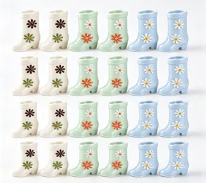 Creative cute flower boot shape mug stylish high heel cup unique ceramic drinkware decor