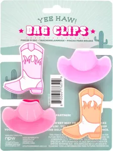 Cowboy boot and hat shaped plastic bag clips, cute kitchen food sealing clips set for home use.