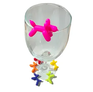 Segnaposto per bicchieri da vino in silicone cane palloncino colorati accessori festa