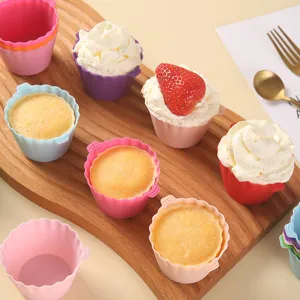 Colorful silicone muffin cups, air fryer baking molds, double-ear cake cups, easy to clean.