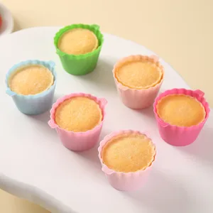 Colorful silicone baking cups muffin molds for air fryer and oven double ear design.