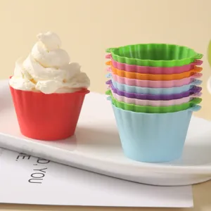 Colorful silicone baking cups and muffin molds set for air fryer and home oven baking.