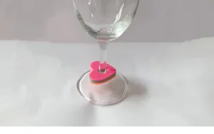 Colorful silicone heart wine glass charms markers for party drink identification stems tags