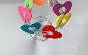 Colorful silicone wine glass charms heart shape drink markers set for home party use