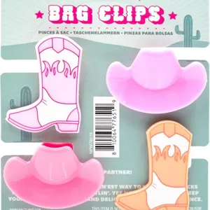 Cute cowboy boot and hat bag clips set, plastic kitchen food sealing clips for snacks.