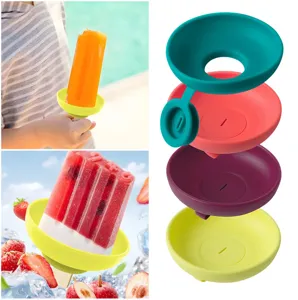 Silicone ice pop drip catcher colorful popsicle holder reusable ice cream protector tray 4pcs