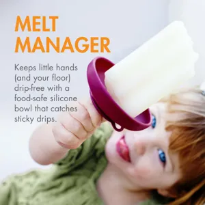 Silicone popsicle drip catcher holder for kids ice cream stick messy hands floor protection.