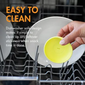 Silicone anti-drip ice pop holder dishwasher safe yellow snack tray for kids daily use