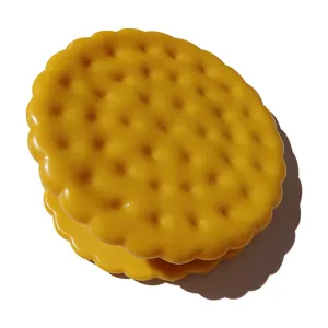 Clip de sellado de plastico con forma de galleta amarilla vista de detalle cocina bolsa