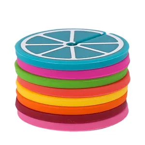 Segnapunti per bicchieri da vino in silicone limone colorato set da 8 pezzi