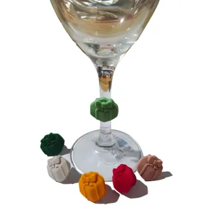 Marcatori per Bicchieri di Vino in Silicone Creativi Forma di Fiocco Identificatori di Bevande Etichette per Feste