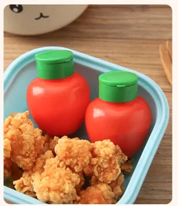 Mini tarro de especias de plástico, recipiente forma tomate para sal y pimienta.