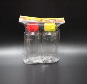 Food-grade 290ml plastic squeeze bottles set, portable condiment sauce sub-bottling empty bottles.