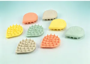 Silicone scalp massager detail view, soft bristles for relaxing hair washing and gentle scalp care.