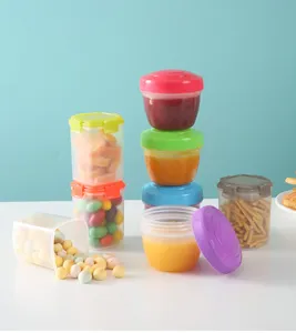 Mini portable plastic jam container set, thick PP snack sauce box for outdoor picnic travel.