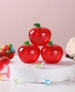 Red plastic apple shaped candy box creative gift packaging container for wedding party