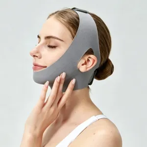 Breathable V-line face lifting bandage for jaw and chin shaping, elastic lifting tool.