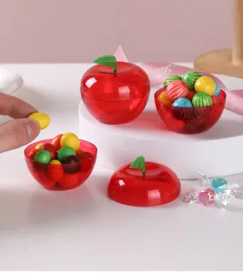 Red apple shaped plastic candy box wedding favor container creative Christmas gift packaging