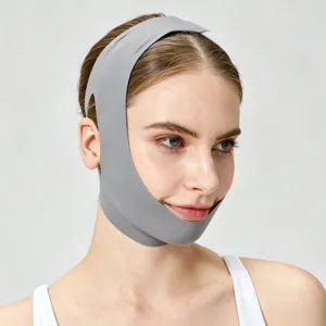 Breathable V-line face lifting bandage, comfortable slimming belt for chin and jawline contouring.