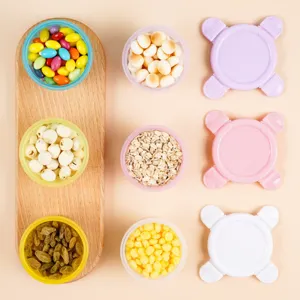 Baby food storage box sealed toddler snack container set with wooden tray and lids